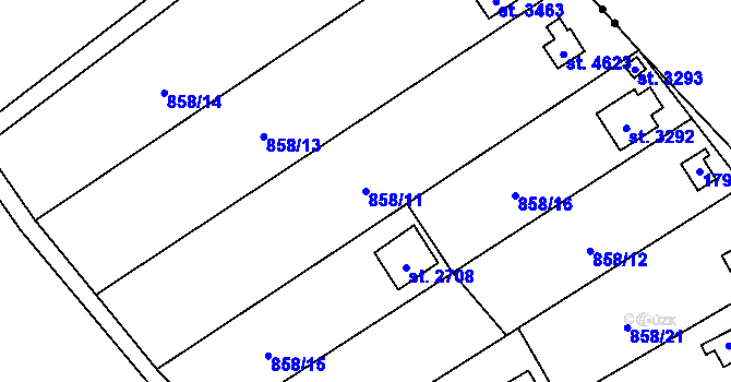 Parcela st. 858/11 v KÚ Blansko, Katastrální mapa