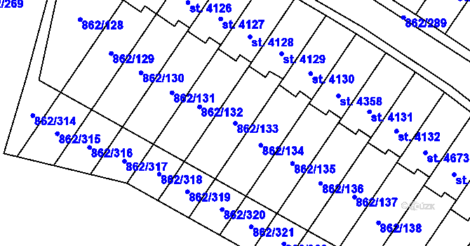 Parcela st. 862/133 v KÚ Blansko, Katastrální mapa