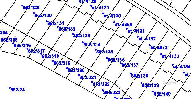 Parcela st. 862/135 v KÚ Blansko, Katastrální mapa