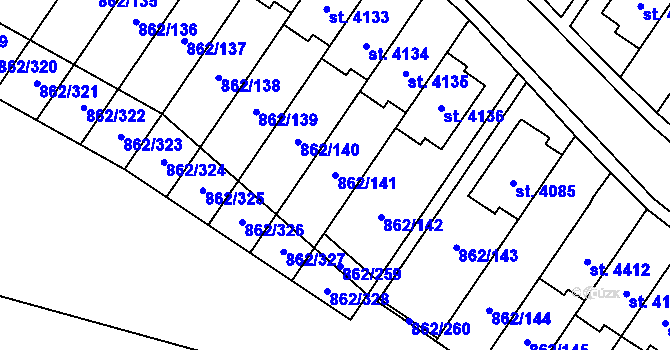 Parcela st. 862/141 v KÚ Blansko, Katastrální mapa
