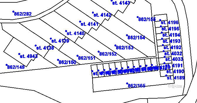 Parcela st. 862/152 v KÚ Blansko, Katastrální mapa