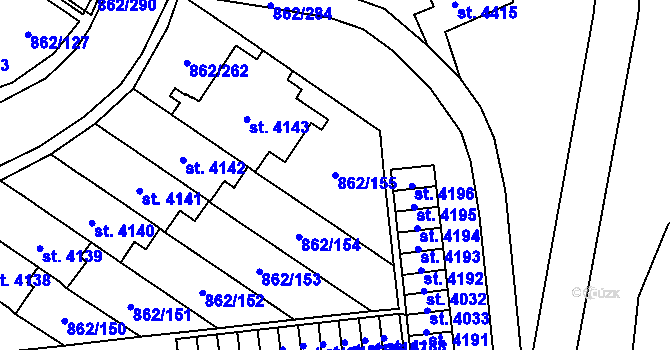 Parcela st. 862/155 v KÚ Blansko, Katastrální mapa