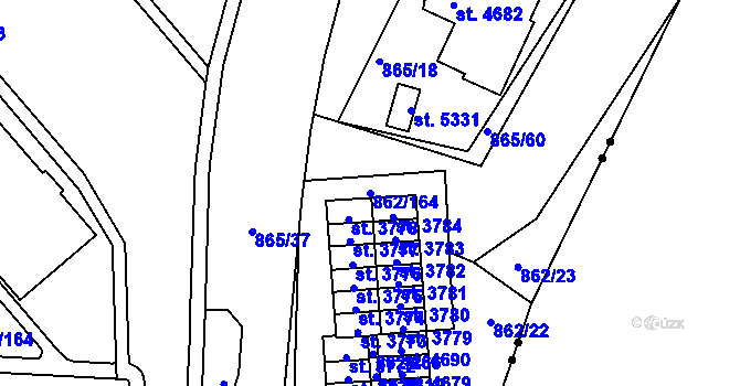 Parcela st. 862/164 v KÚ Blansko, Katastrální mapa