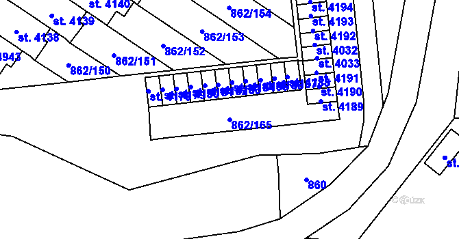 Parcela st. 862/165 v KÚ Blansko, Katastrální mapa