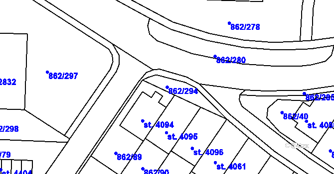 Parcela st. 862/294 v KÚ Blansko, Katastrální mapa