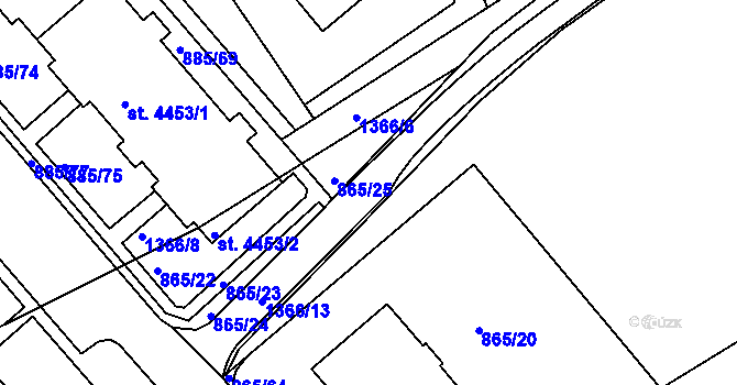 Parcela st. 865/21 v KÚ Blansko, Katastrální mapa