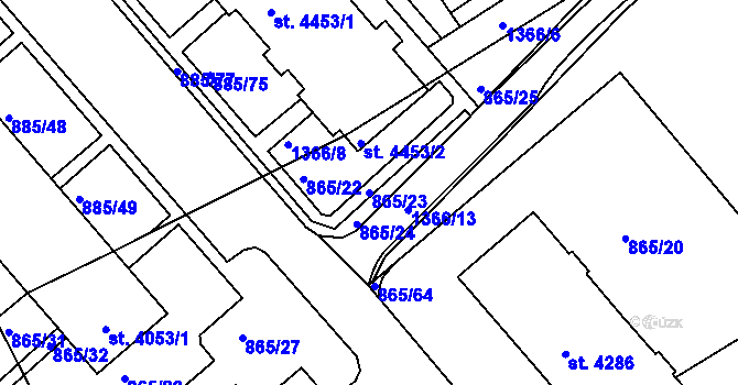 Parcela st. 865/23 v KÚ Blansko, Katastrální mapa