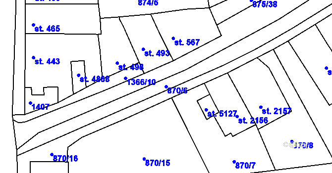 Parcela st. 870/6 v KÚ Blansko, Katastrální mapa