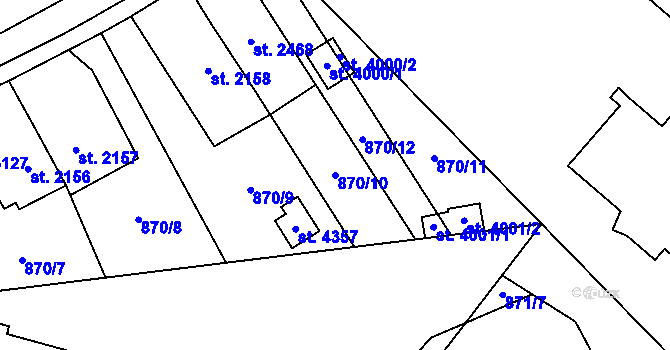 Parcela st. 870/10 v KÚ Blansko, Katastrální mapa