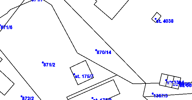 Parcela st. 870/14 v KÚ Blansko, Katastrální mapa
