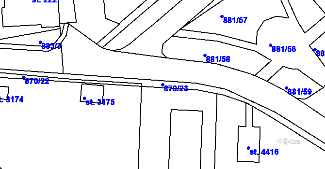 Parcela st. 870/23 v KÚ Blansko, Katastrální mapa