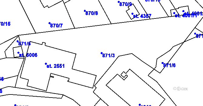 Parcela st. 871/3 v KÚ Blansko, Katastrální mapa