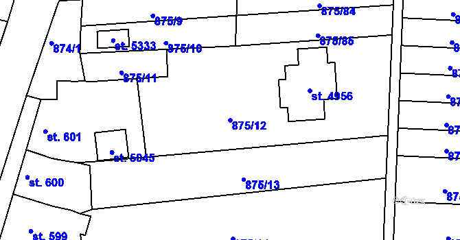 Parcela st. 875/12 v KÚ Blansko, Katastrální mapa