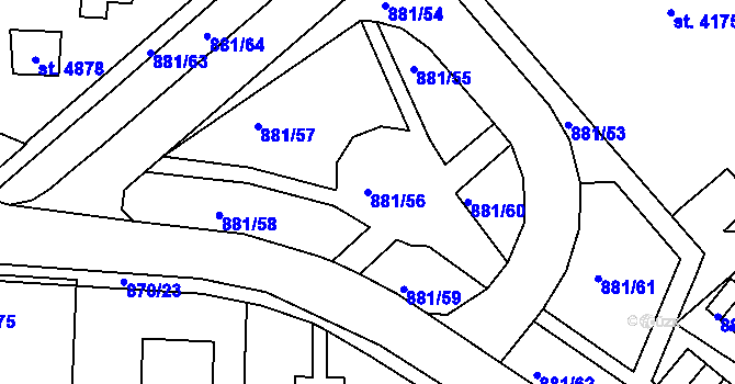 Parcela st. 881/56 v KÚ Blansko, Katastrální mapa