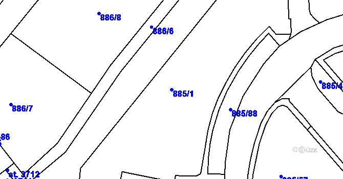 Parcela st. 885/1 v KÚ Blansko, Katastrální mapa