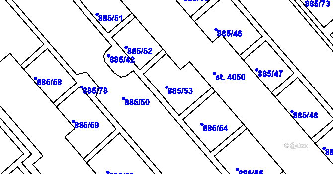 Parcela st. 885/53 v KÚ Blansko, Katastrální mapa