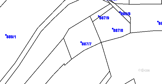 Parcela st. 887/7 v KÚ Blansko, Katastrální mapa