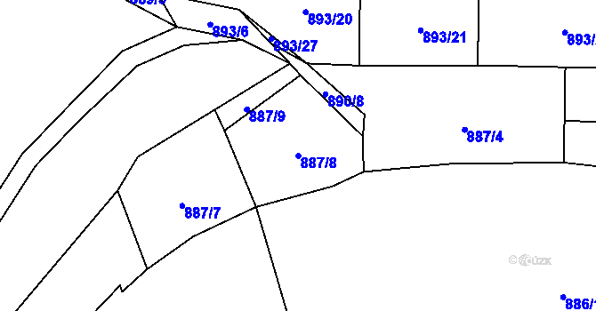 Parcela st. 887/8 v KÚ Blansko, Katastrální mapa