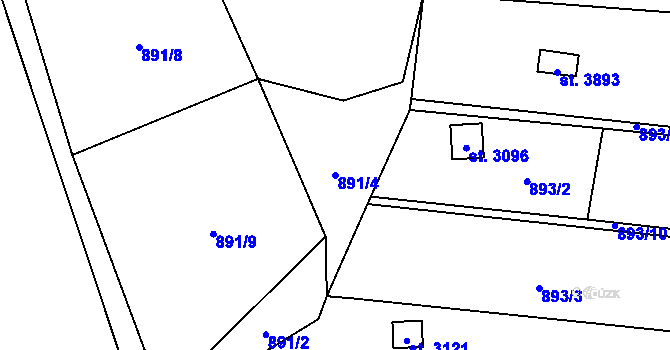 Parcela st. 891/4 v KÚ Blansko, Katastrální mapa