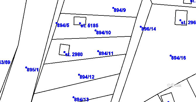 Parcela st. 894/11 v KÚ Blansko, Katastrální mapa
