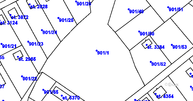Parcela st. 901/1 v KÚ Blansko, Katastrální mapa
