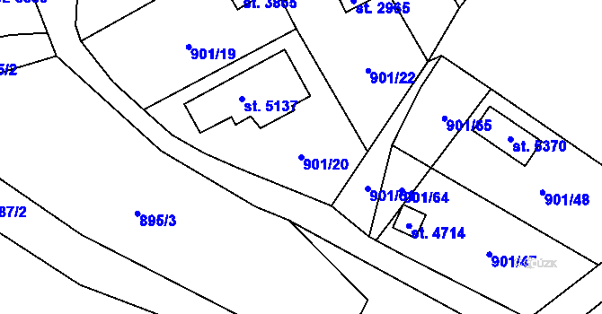 Parcela st. 901/20 v KÚ Blansko, Katastrální mapa