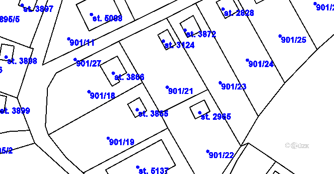Parcela st. 901/21 v KÚ Blansko, Katastrální mapa