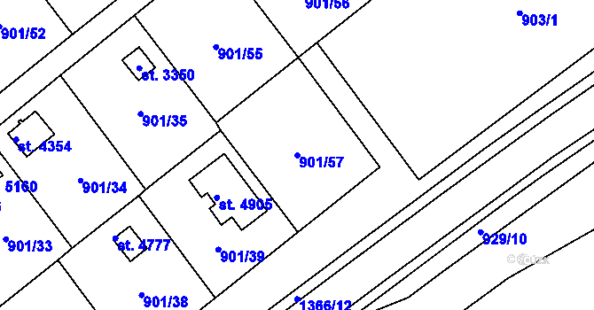 Parcela st. 901/57 v KÚ Blansko, Katastrální mapa