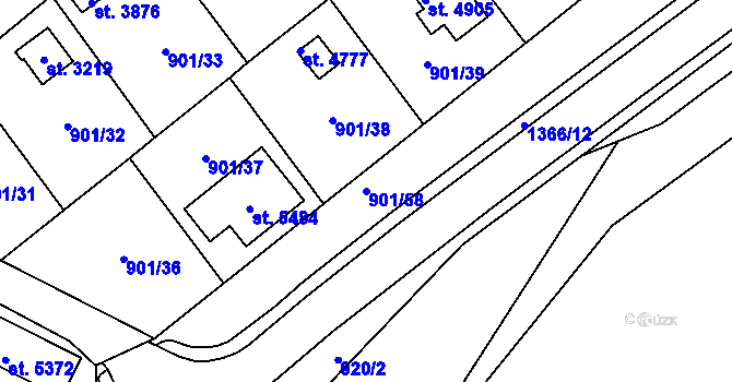 Parcela st. 901/58 v KÚ Blansko, Katastrální mapa