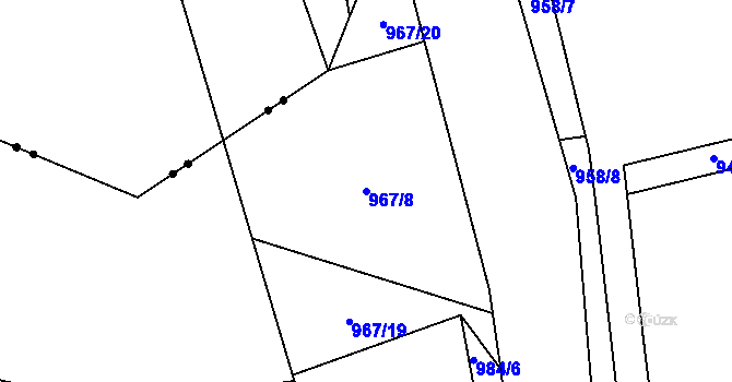 Parcela st. 967/8 v KÚ Blansko, Katastrální mapa