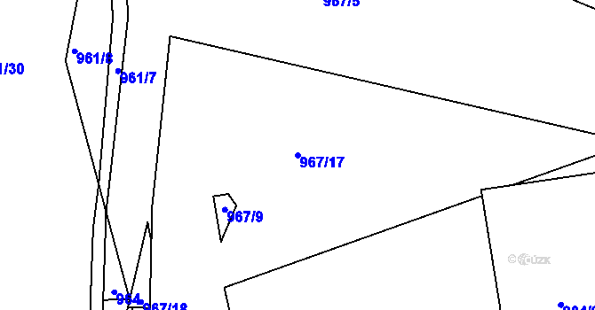 Parcela st. 967/17 v KÚ Blansko, Katastrální mapa