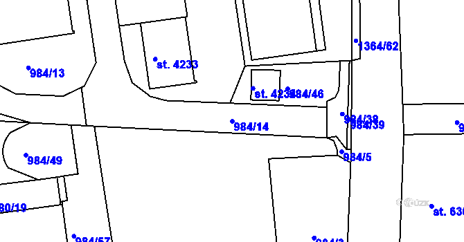 Parcela st. 984/14 v KÚ Blansko, Katastrální mapa
