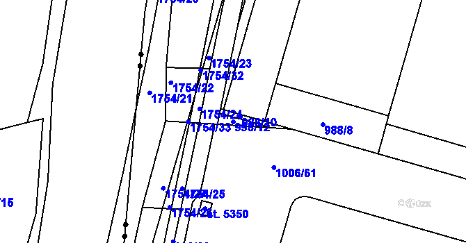 Parcela st. 998/12 v KÚ Blansko, Katastrální mapa