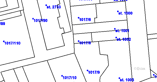 Parcela st. 1017/8 v KÚ Blansko, Katastrální mapa