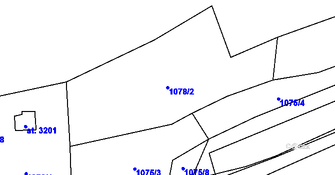 Parcela st. 1078/2 v KÚ Blansko, Katastrální mapa