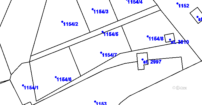 Parcela st. 1154/7 v KÚ Blansko, Katastrální mapa