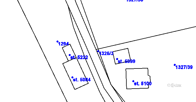 Parcela st. 1326/3 v KÚ Blansko, Katastrální mapa