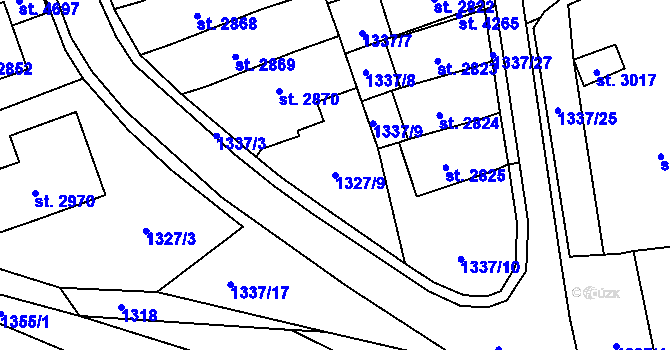 Parcela st. 1327/9 v KÚ Blansko, Katastrální mapa