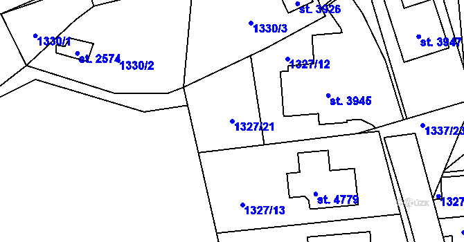 Parcela st. 1327/21 v KÚ Blansko, Katastrální mapa