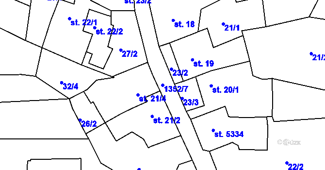 Parcela st. 1352/7 v KÚ Blansko, Katastrální mapa