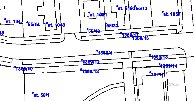 Parcela st. 1369/4 v KÚ Blansko, Katastrální mapa