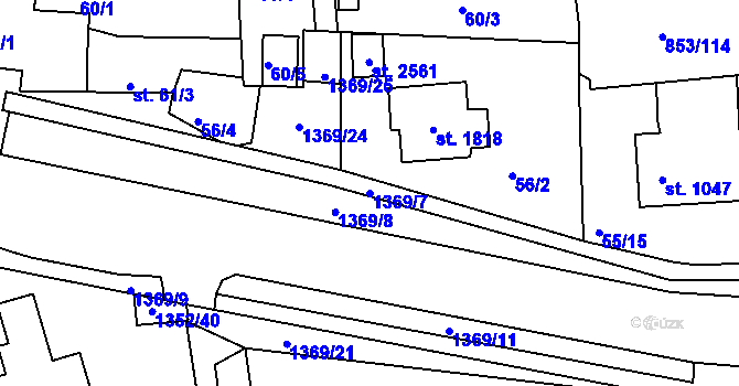 Parcela st. 1369/7 v KÚ Blansko, Katastrální mapa