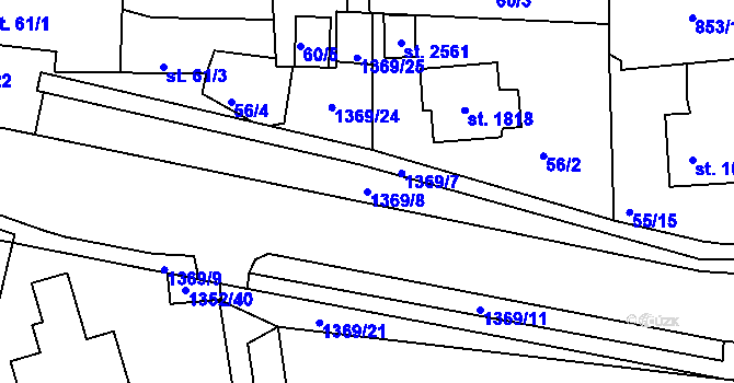 Parcela st. 1369/8 v KÚ Blansko, Katastrální mapa