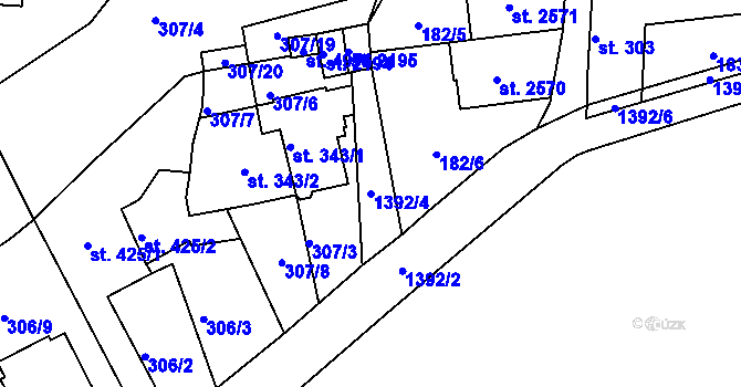 Parcela st. 1392/4 v KÚ Blansko, Katastrální mapa