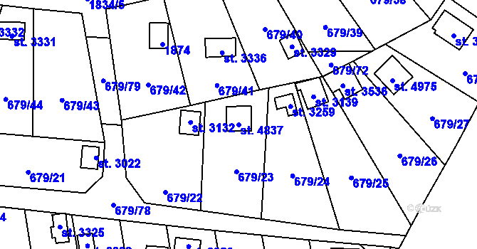 Parcela st. 4837 v KÚ Blansko, Katastrální mapa