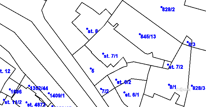 Parcela st. 7/1 v KÚ Blansko, Katastrální mapa