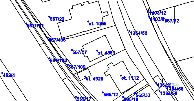 Parcela st. 4869 v KÚ Blansko, Katastrální mapa
