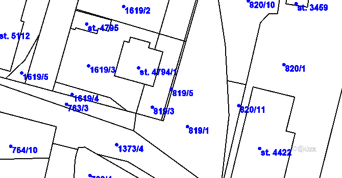 Parcela st. 819/5 v KÚ Blansko, Katastrální mapa