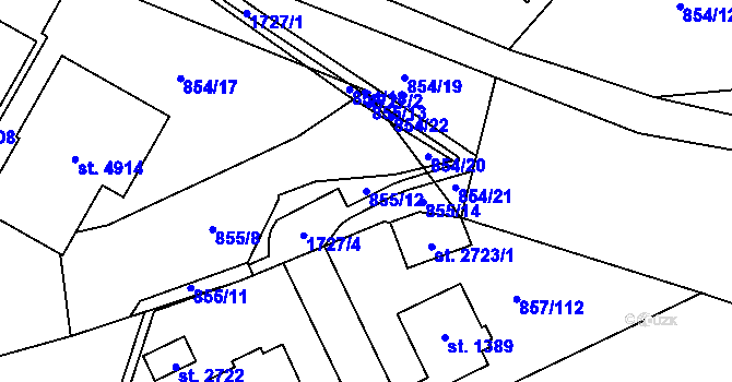 Parcela st. 855/12 v KÚ Blansko, Katastrální mapa