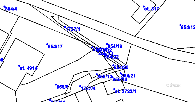Parcela st. 855/13 v KÚ Blansko, Katastrální mapa